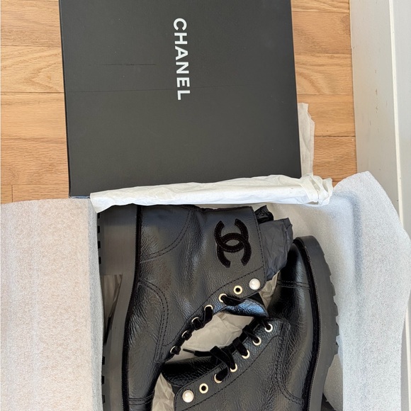 CHANEL Black Leather Ankle Boots - Picture 2 of 9